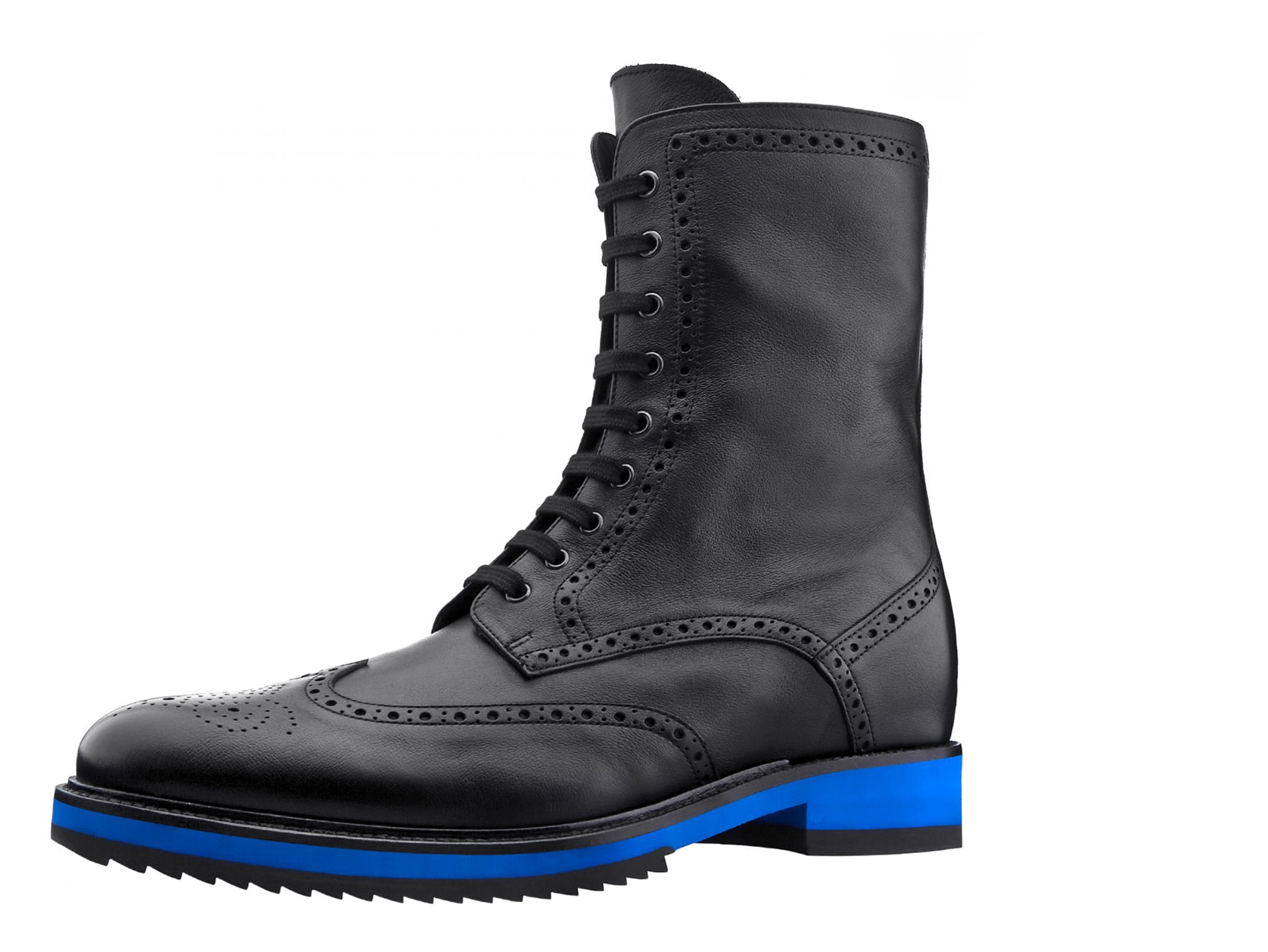 Berlin - Elevator Boots in Leather/fabric from 2.4 to 4 inches