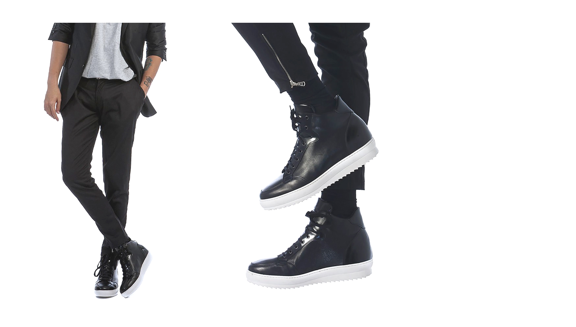 California - Elevator Sneakers in Mix of leathers from 2.4 to 4 inches