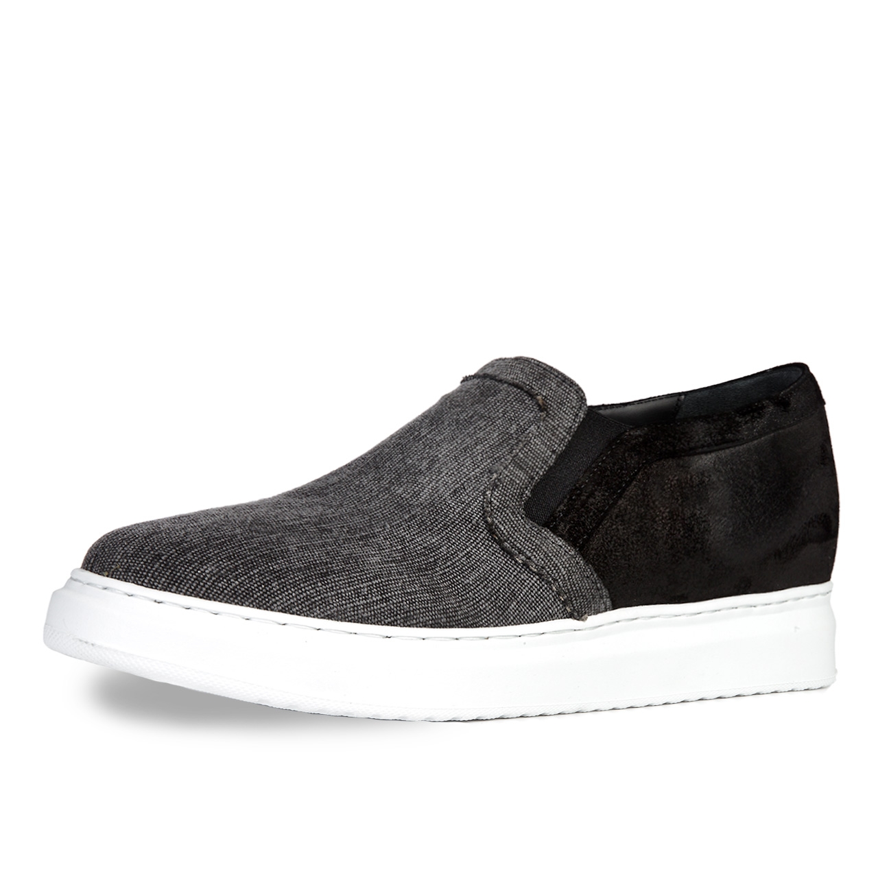 Black Sea - Elevator Slip-Ons in Leather/fabric mix up to 2.6 inches