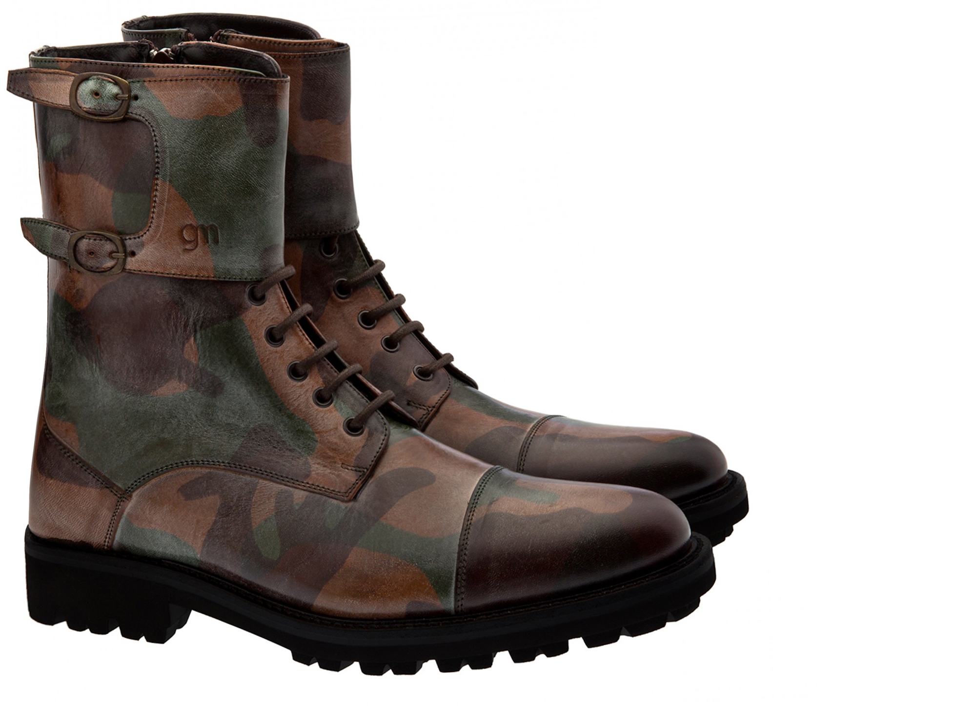 Camouflage - Bottes rehaussantes en Cuir Pleine Fleur de 6 cm à 10 cm en plus