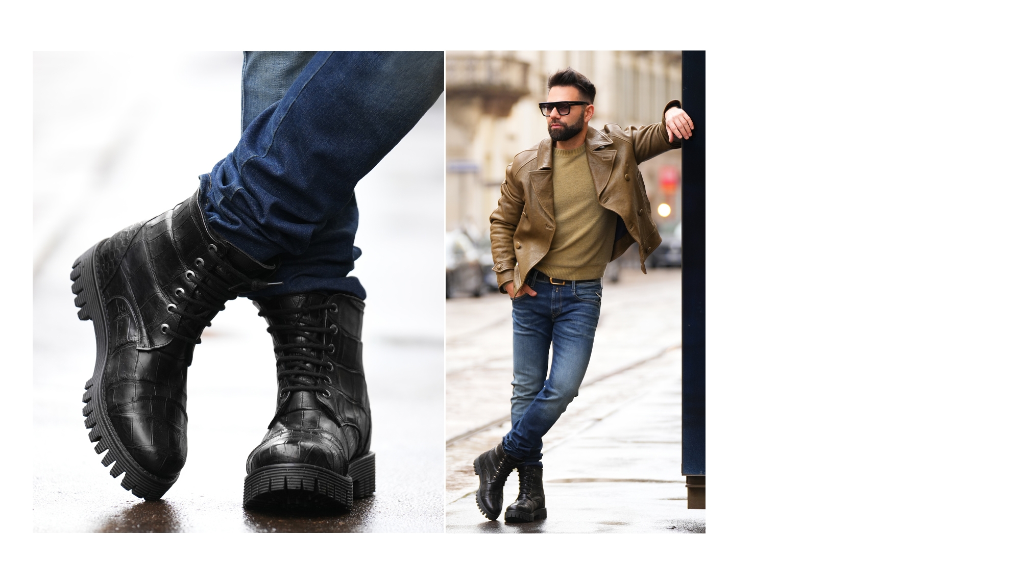 Carre d'Or - Bottes Rehaussantes en Cuir Crocodile de 6 cm à 10 cm en plus