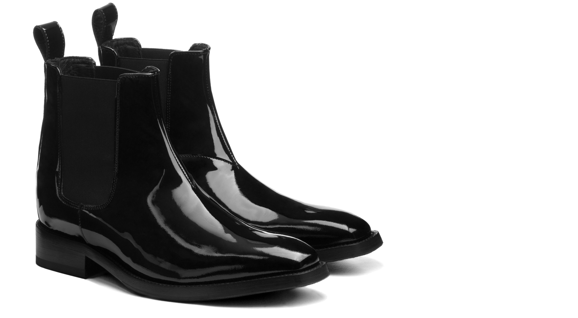 Beijing - Chelsea Boots rehaussantes en Cuir Vernis de 6 cm à 8 cm en plus