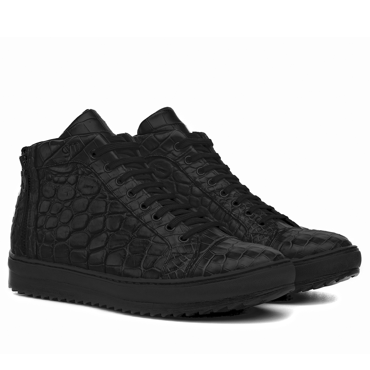 Baskets rehaussantes Pasadena en cuir de crocodile. Jusqu'à 7 cm en plus