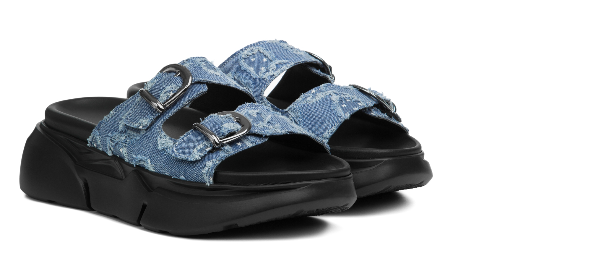 Mosquito Bay - Sandalo con rialzo in Tessuto di Jeans fino a 6 cm più alto