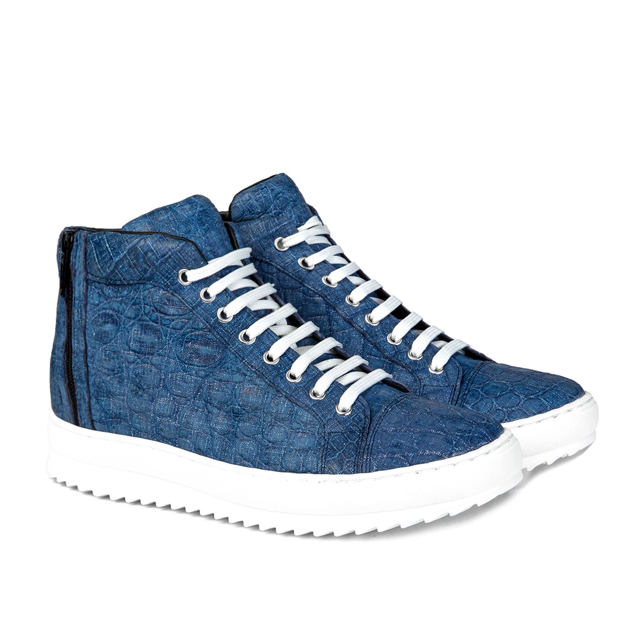 Boracay - Elevator Sneakers in Crocodile Leather from 2 to 2.75 inches