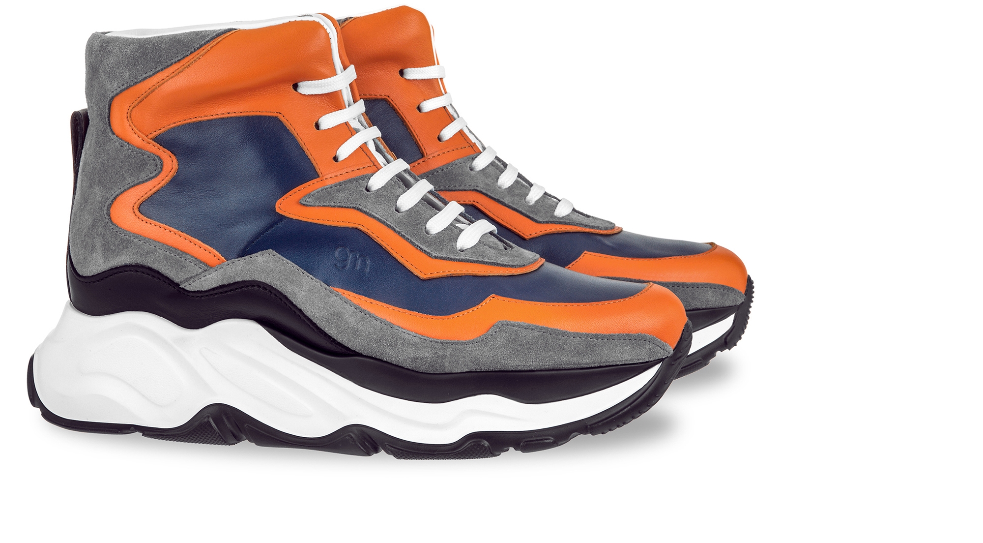 Giant Flamingo - Elevator Sneakers in Mix of leathers from 4 to 5 inches