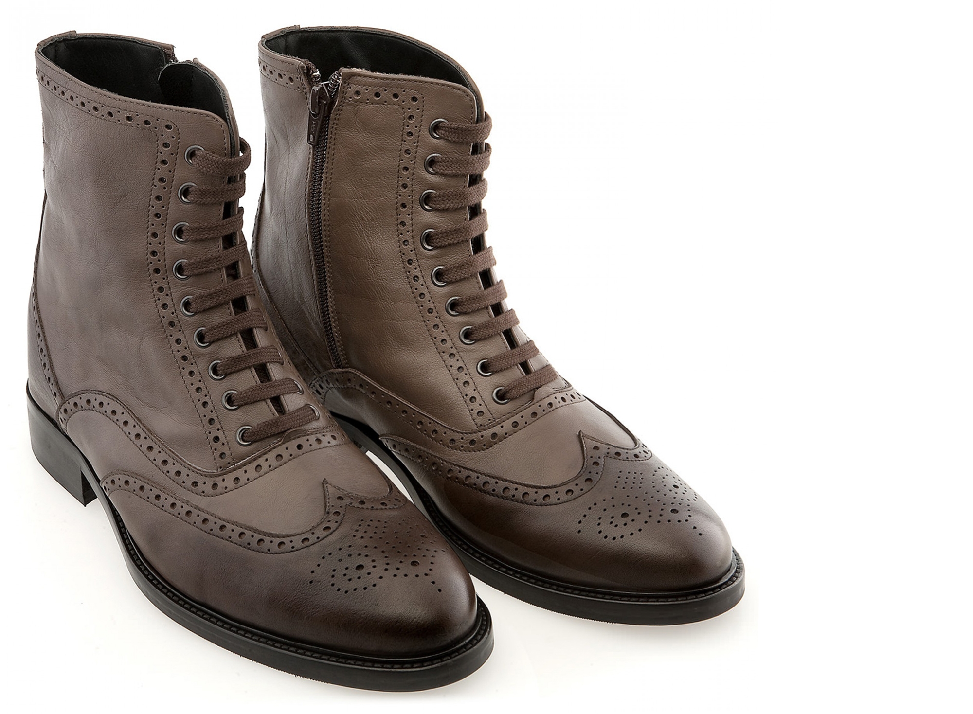 Dallas - Bottes rehaussantes en Mélange cuir/tissu de 6 cm à 10 cm en plus