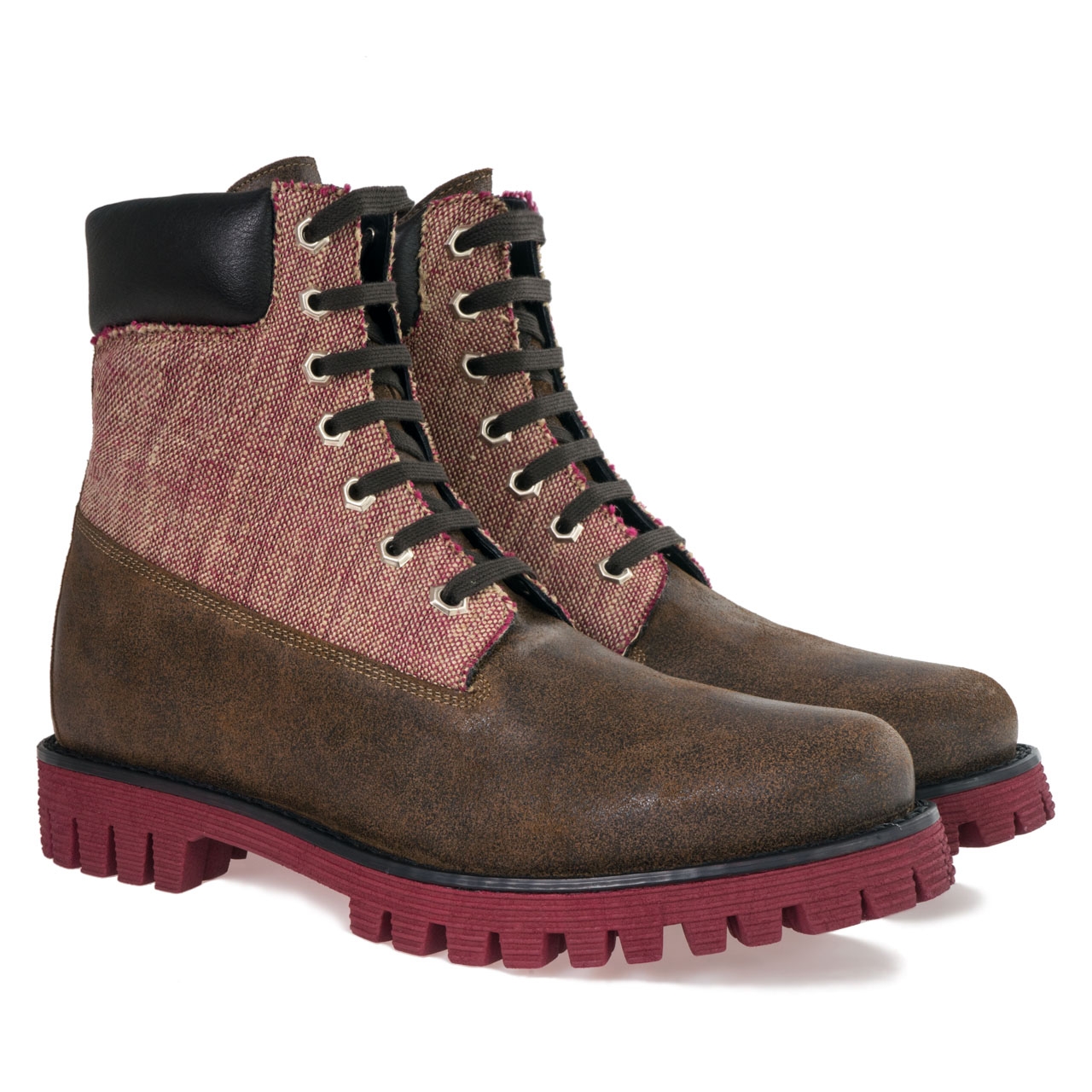 Drenthe - Elevator Boots in Leather/fabric mix from 2.4 to 4 inches