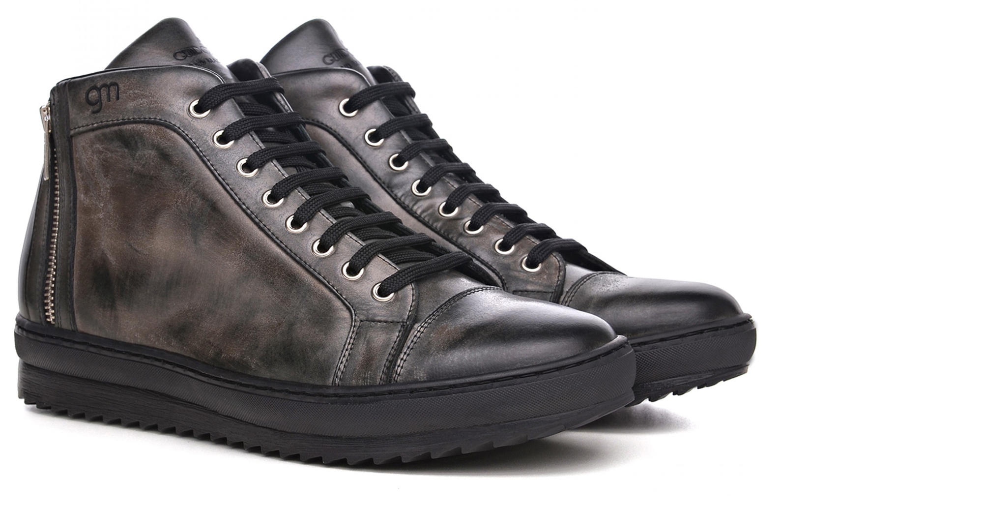 Clapham - Elevator Sneakers in Full Grain Leather from 2.4 to 3.1 inches