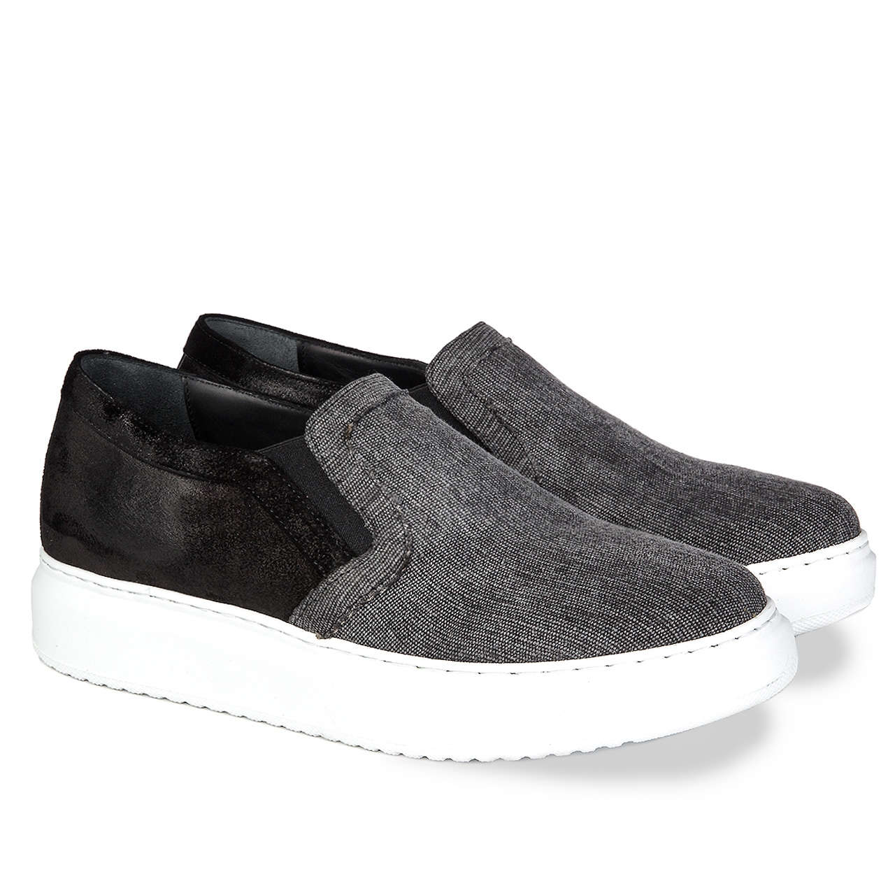 Black Sea - Elevator Slip-Ons in Leather/fabric mix up to 2.6 inches