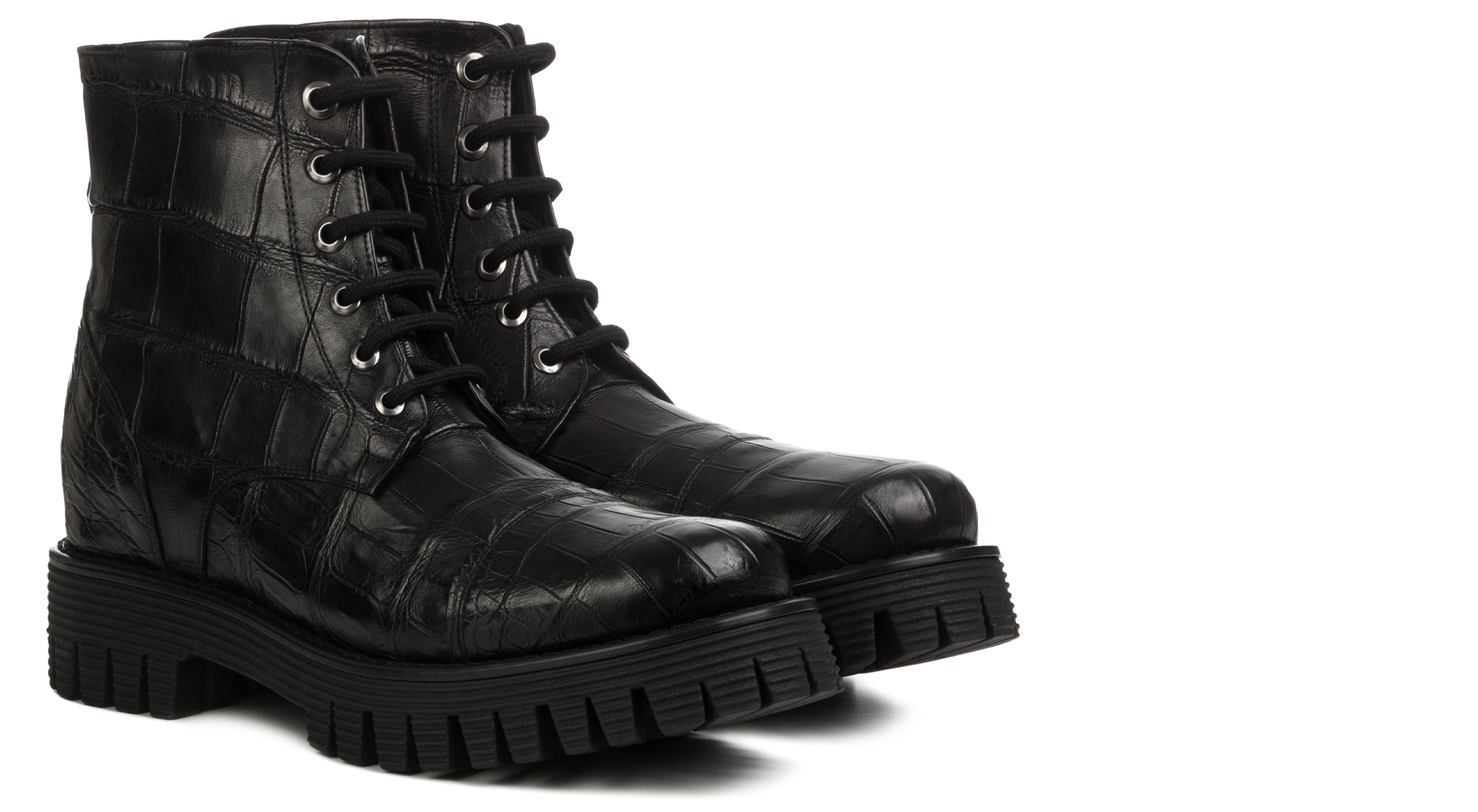 Carre d'Or - Bottes Rehaussantes en Cuir Crocodile de 6 cm à 10 cm en plus