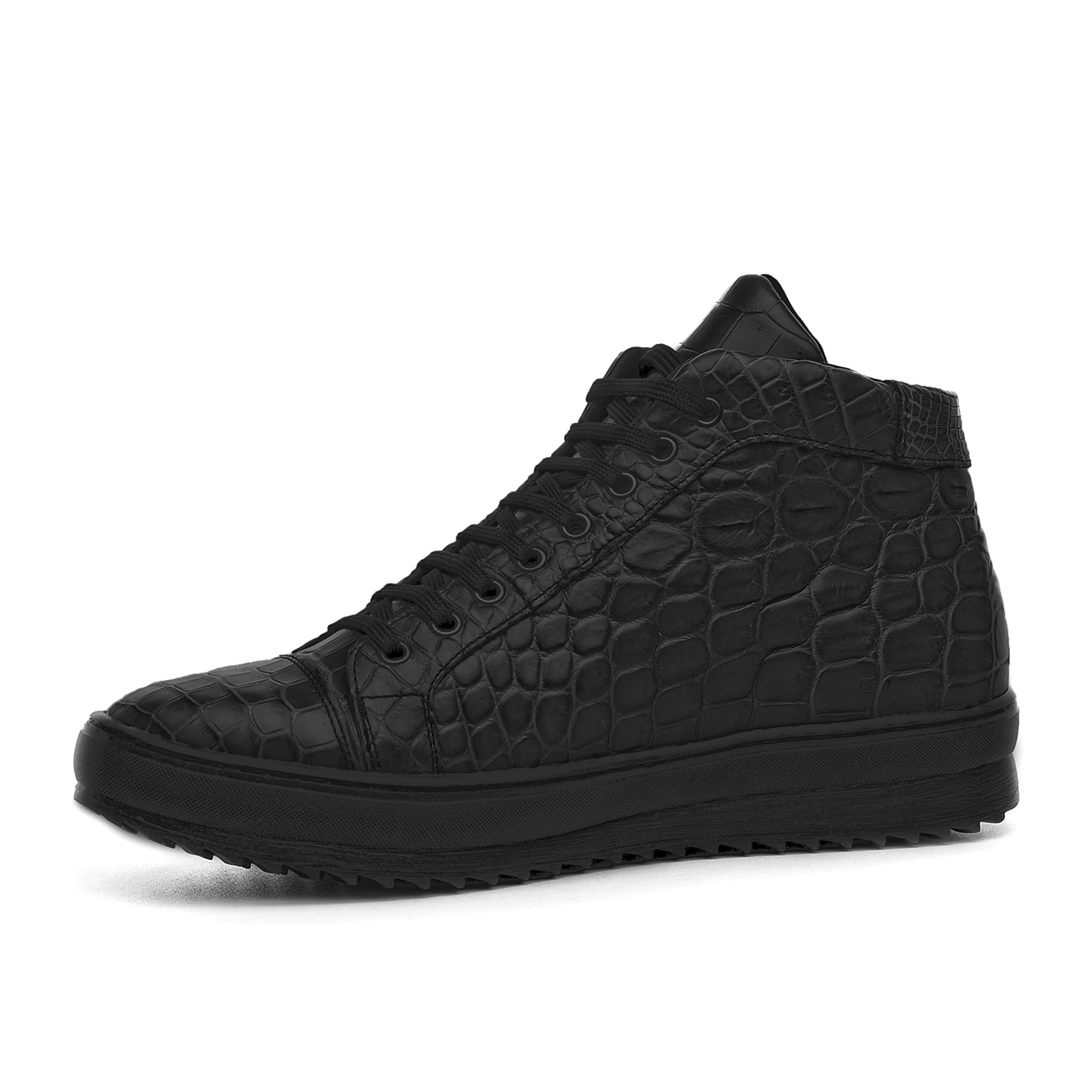Baskets rehaussantes Pasadena en cuir de crocodile. Jusqu'à 7 cm en plus