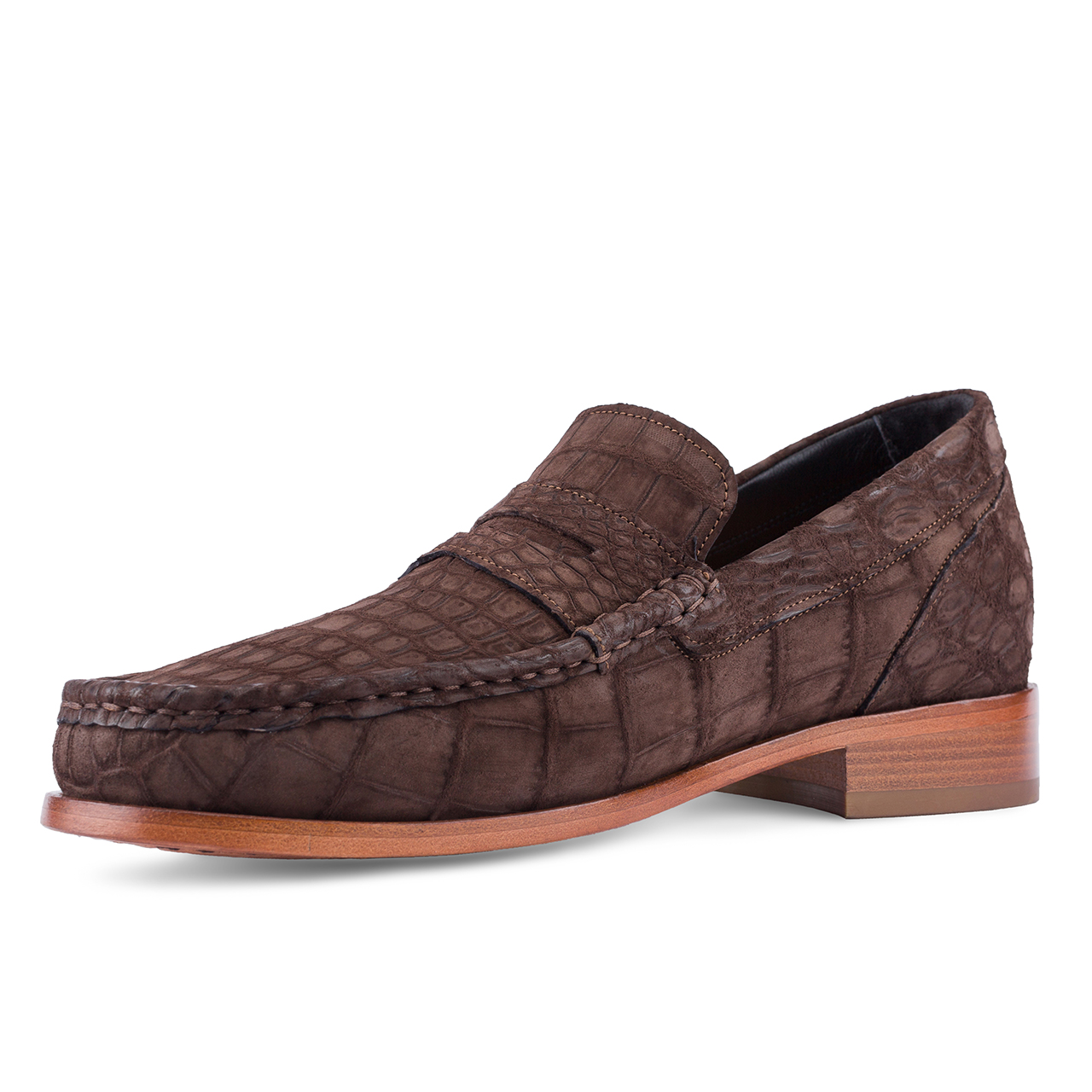 Caribbean - Elevator Loafers in Baby Crocodile Suede Leather Leather up to 2.6 inches