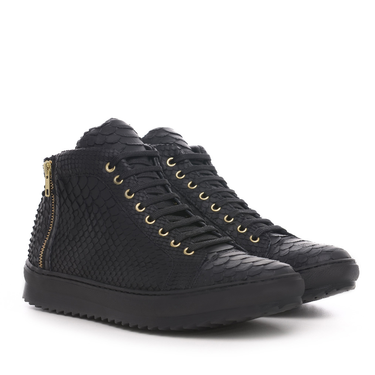 Delano - Elevator Sneakers in Python Leather from 2.4 to 3.1 inches