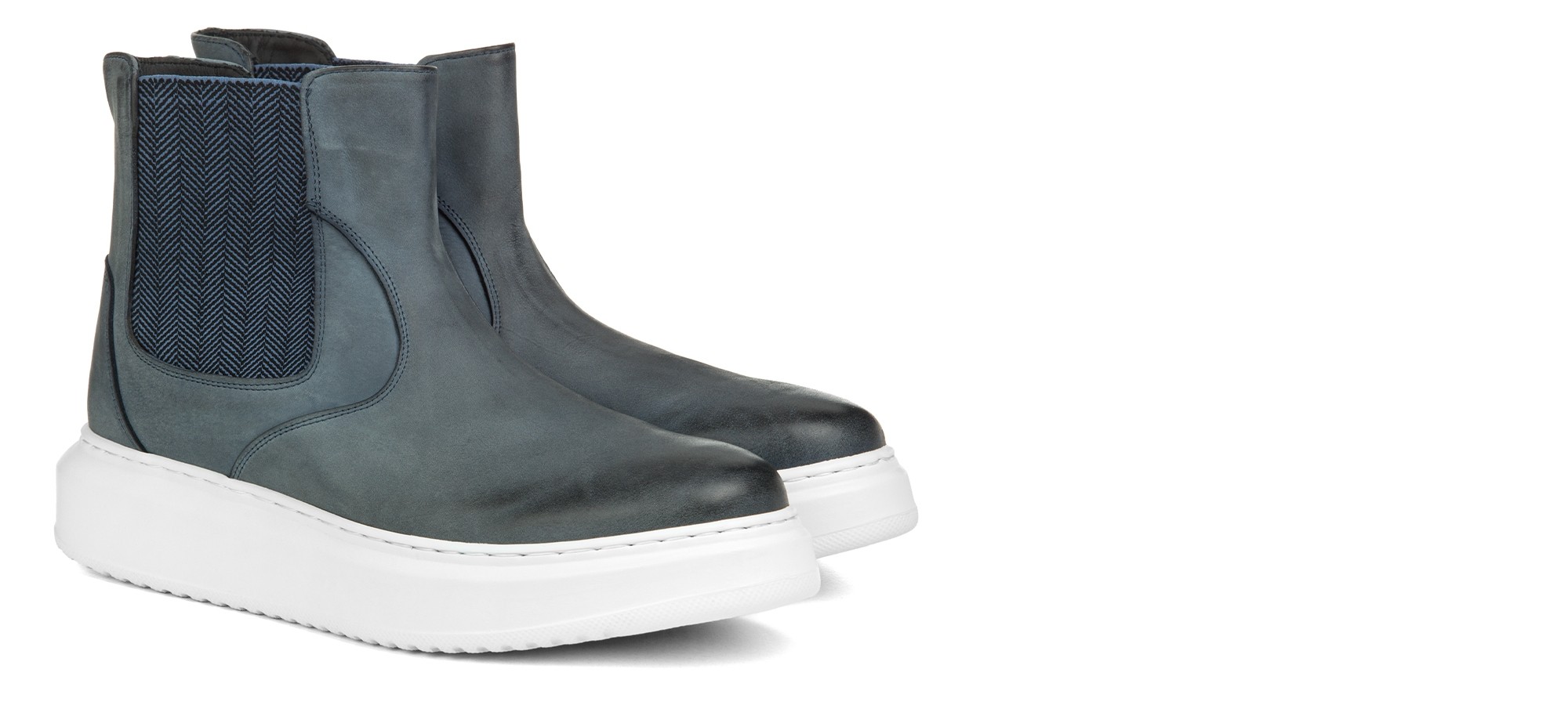 Alameda - Slip-On Rehaussants en Cuir Tamponné à la main de 6 à 8 cm en plus