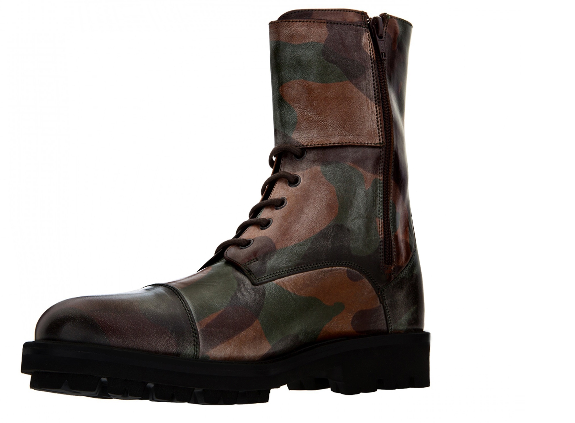 Camouflage - Bottes rehaussantes en Cuir Pleine Fleur de 6 cm à 10 cm en plus