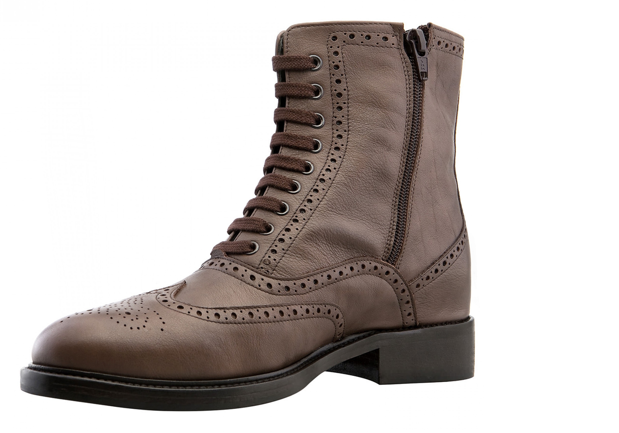 Dallas - Bottes rehaussantes en Mélange cuir/tissu de 6 cm à 10 cm en plus