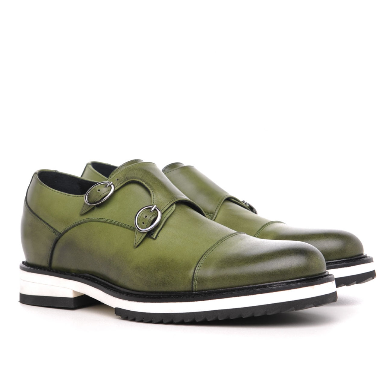 Bridgetown -classica scarpe rialzate doppia fibbia in Pelle Da 6 a 8 cm più alto