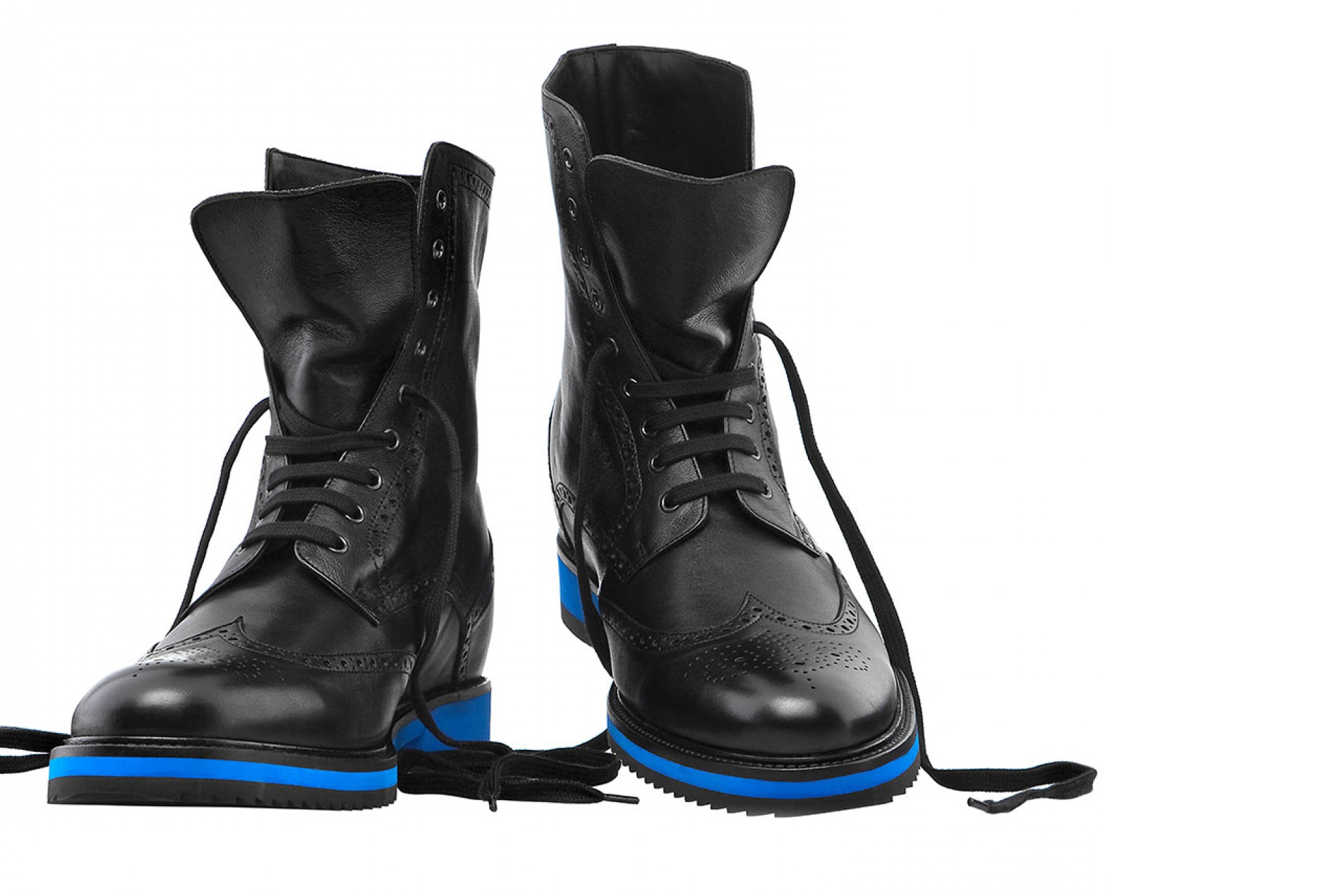 Berlin - Elevator Boots in Leather/fabric from 2.4 to 4 inches