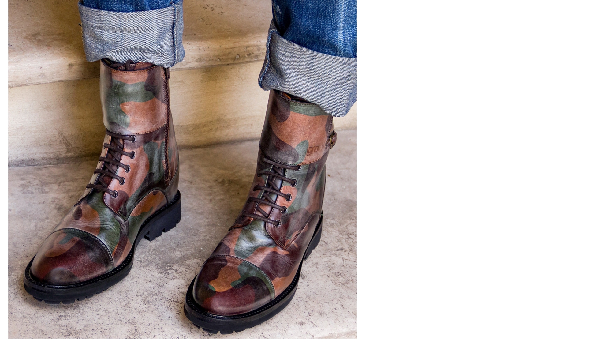 Camouflage - Bottes rehaussantes en Cuir Pleine Fleur de 6 cm à 10 cm en plus