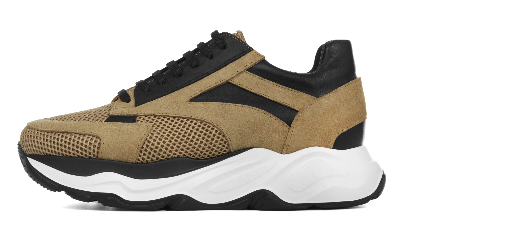 Coppell - Sneakers rialzante da uomo in Mix Pelle/Tessuto fino a 11 cm più alto