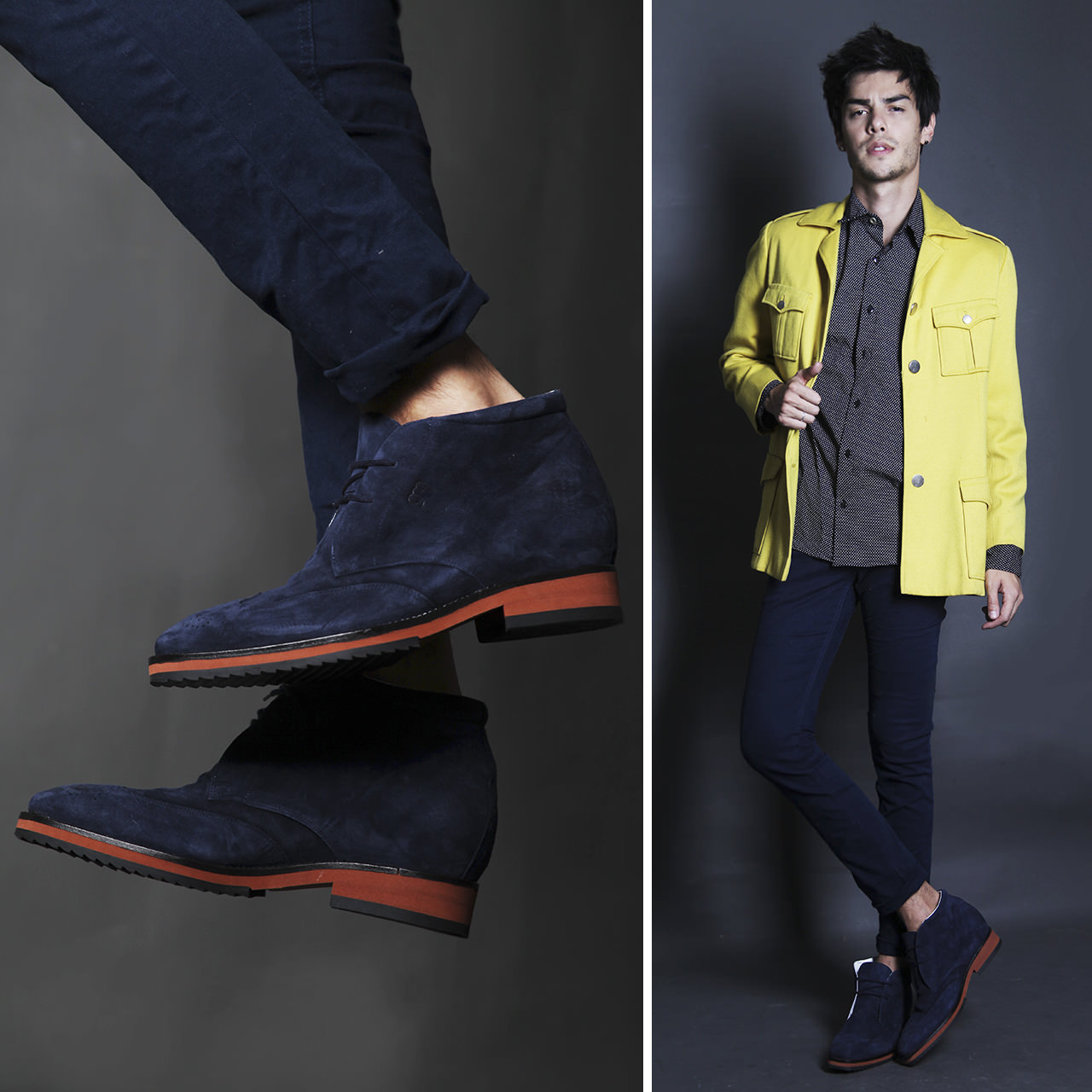 Brooklyn - Bottines rehaussantes en Cuir Daim de 6 cm à 8 cm en plus
