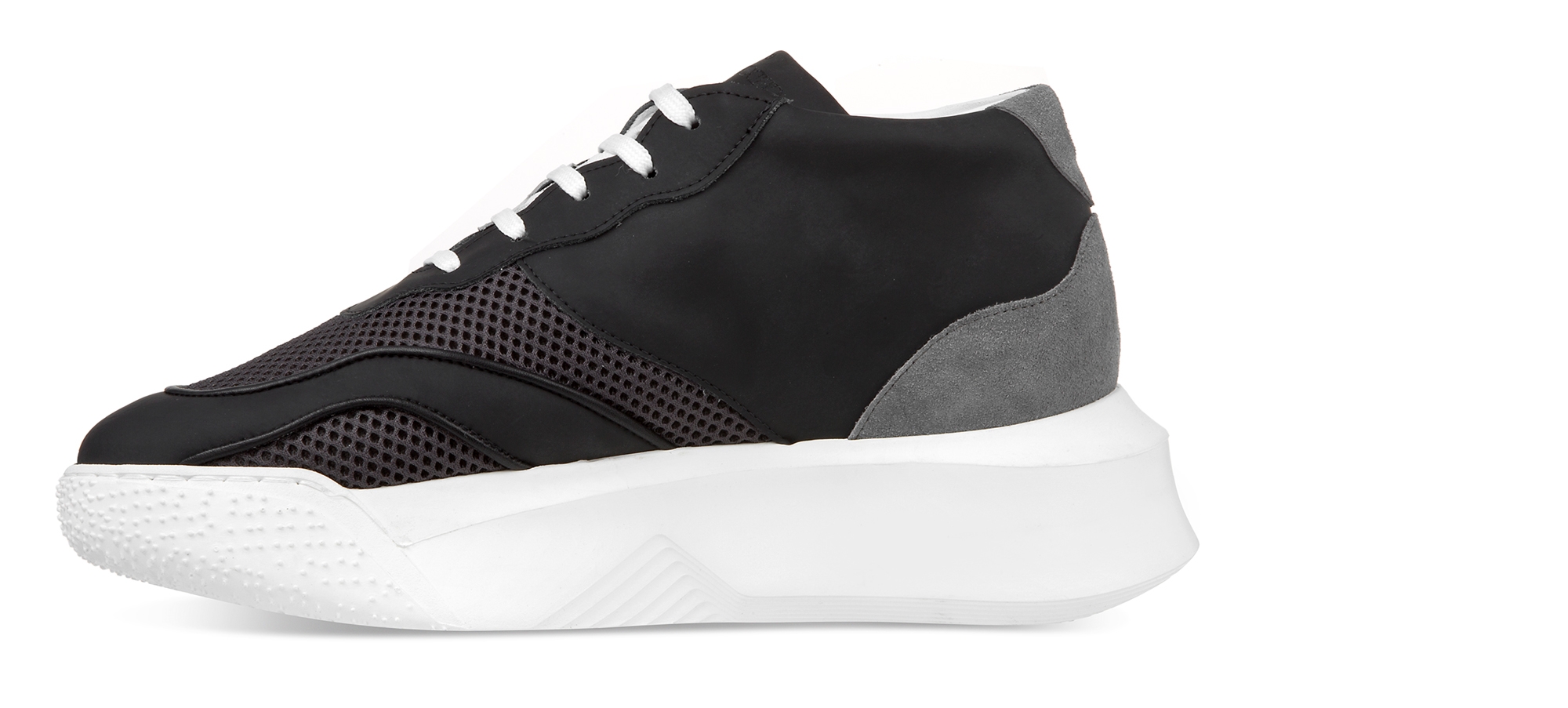 Clyde - Elevator Sneakers in Leather/fabric mix from 2.4 to 4 inches