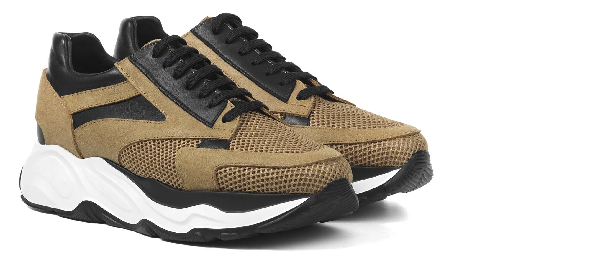 Coppell - Sneakers rialzante da uomo in Mix Pelle/Tessuto fino a 11 cm più alto