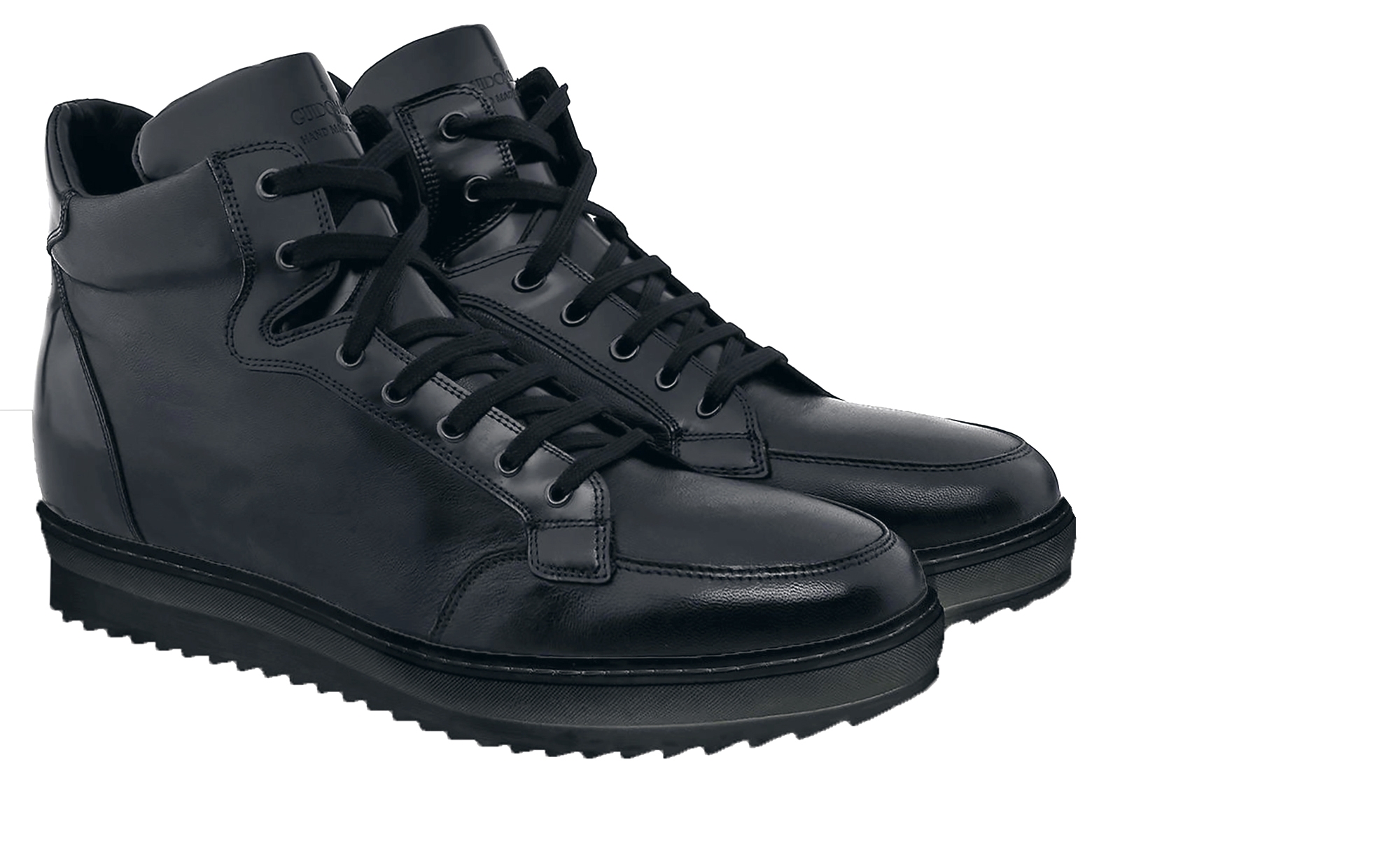 California Black - Elevator Sneakers in Mix of leathers from 2.4 to 4 inches