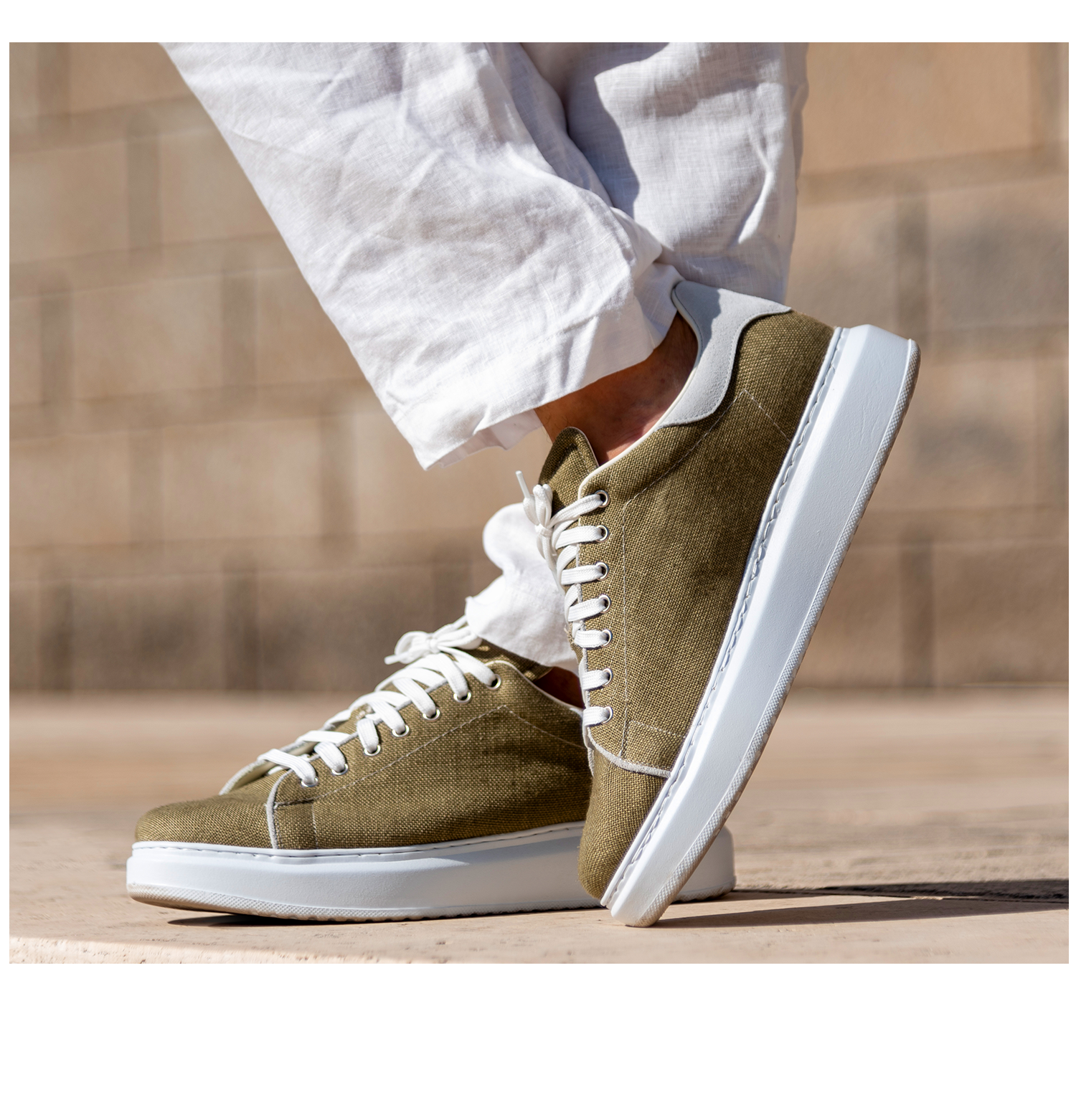 Ginostra - Sneakers con rialzo interno in Tessuto Raffia da 6 a 8 cm più alto