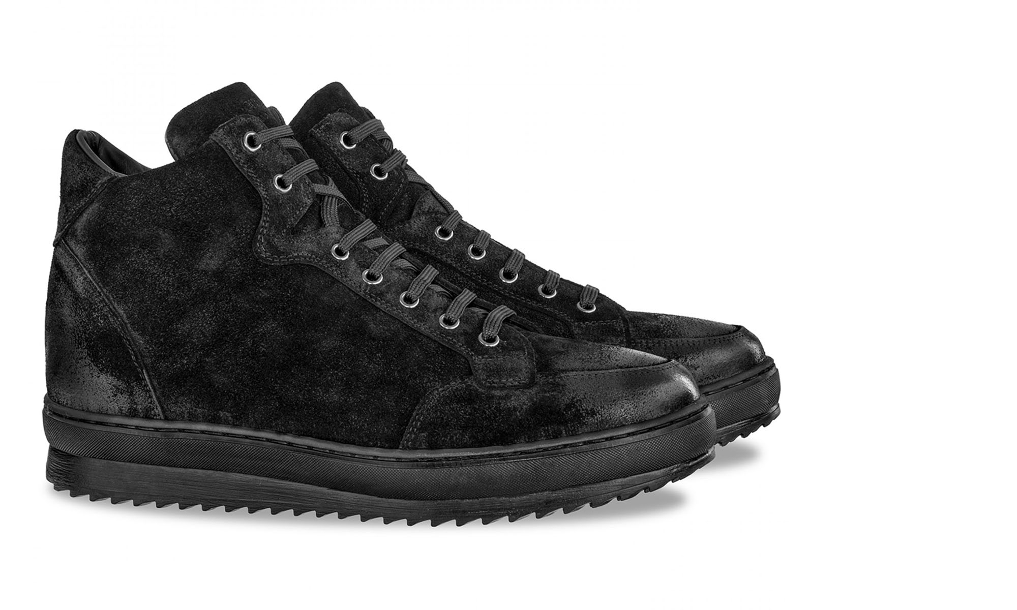 Gotham - Elevator Sneakers in suede leather from 2.4 to 4 inches