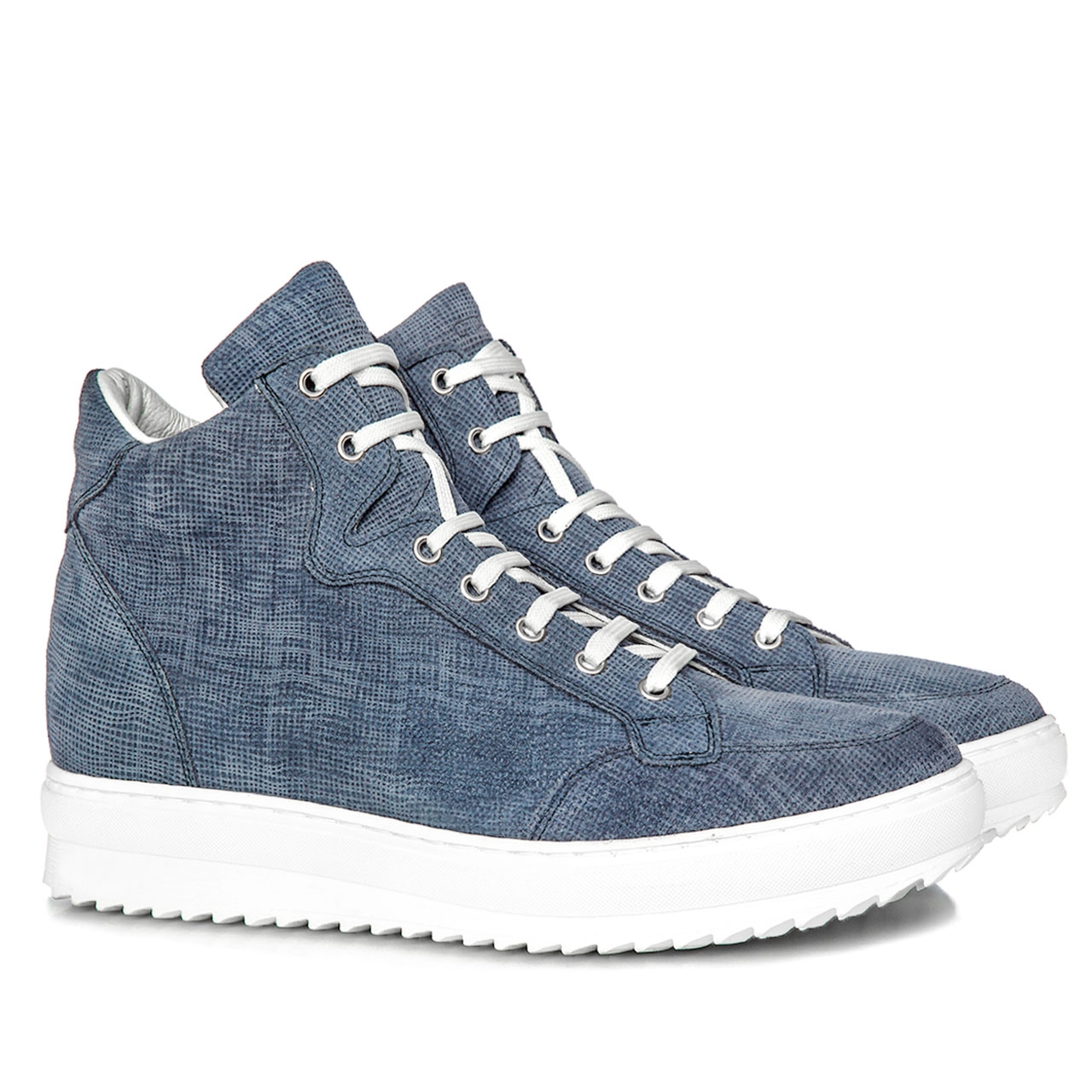 Corso Magenta - Elevator Sneakers in Suede Leather from 2.4 to 4 inches