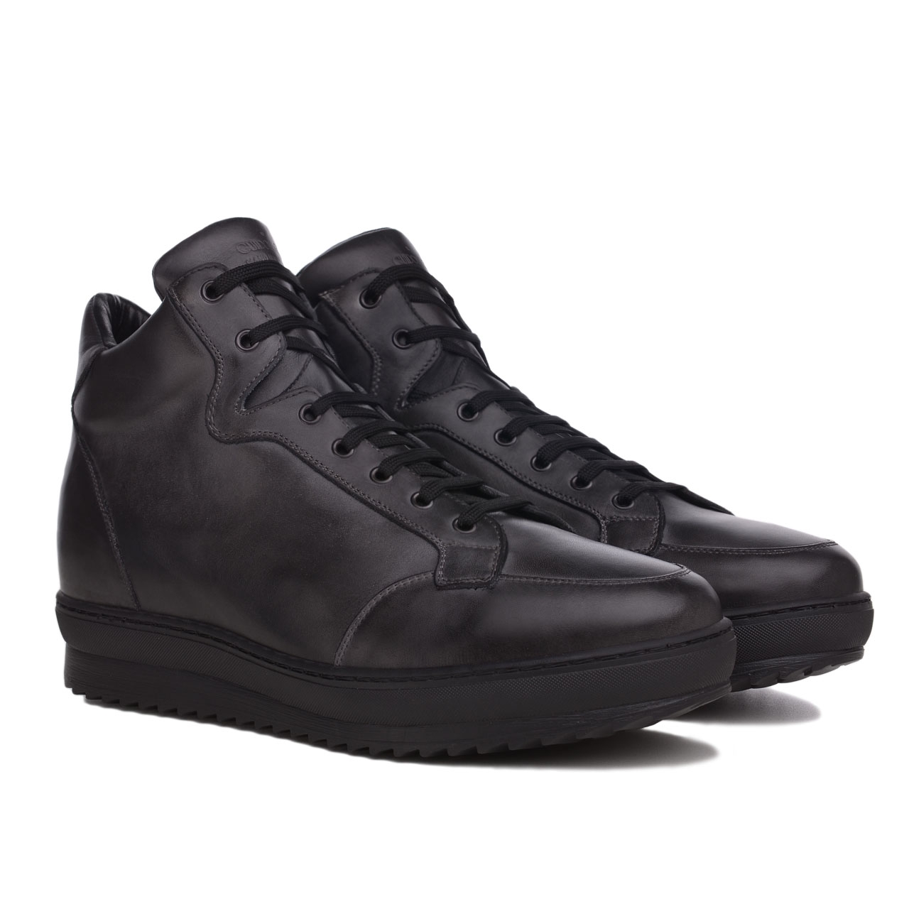 Bulgaria - Elevator Sneakers in Full Grain Leather from 2.4 to 4 inches