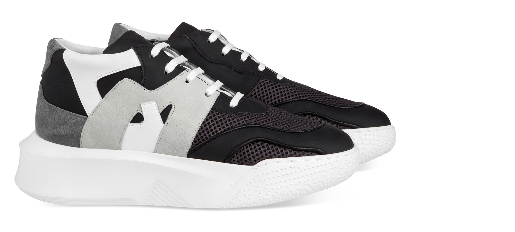 Clyde - Elevator Sneakers in Leather/fabric mix from 2.4 to 4 inches
