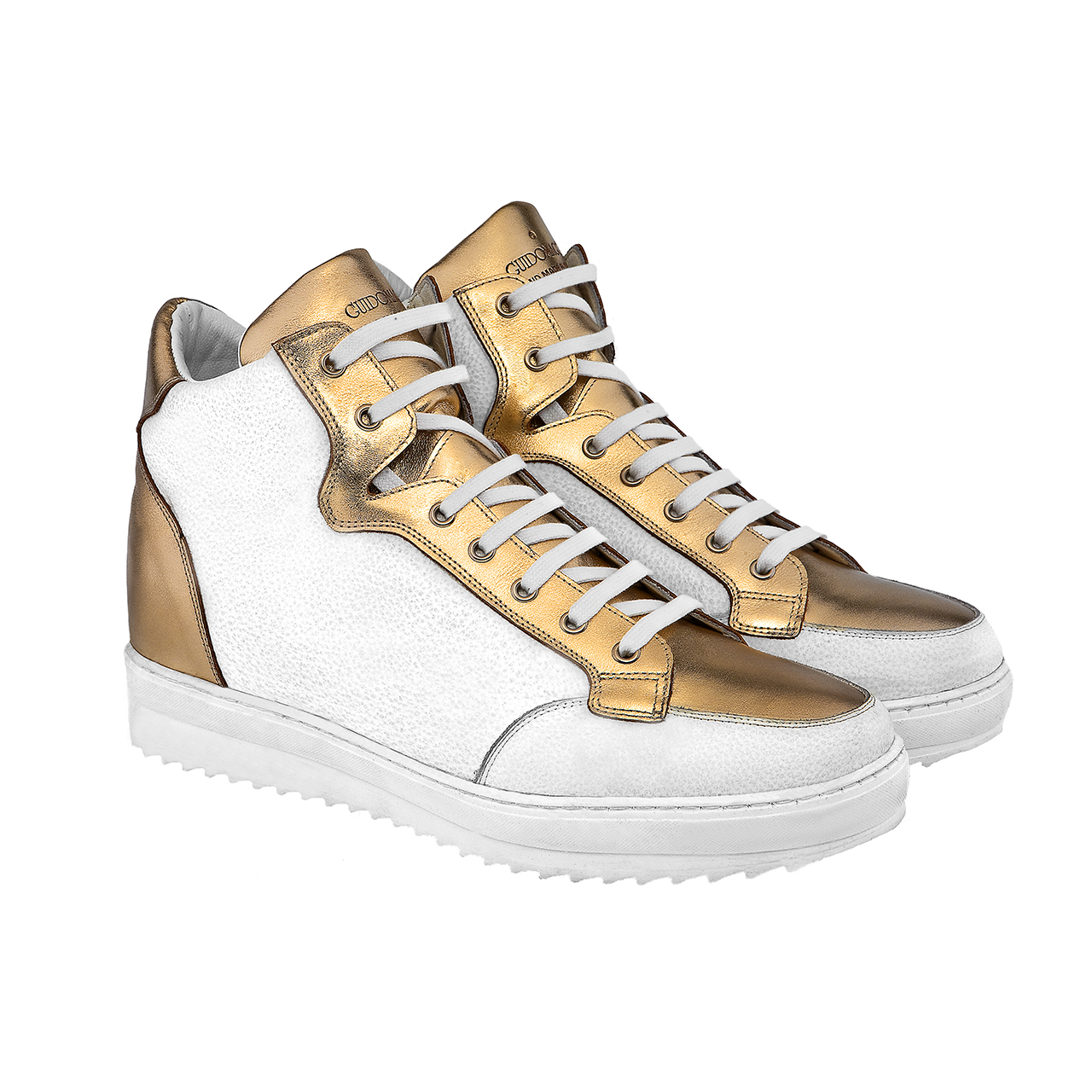 France - Elevator Sneakers in Full Grain Leather from 2.4 to 4 inches
