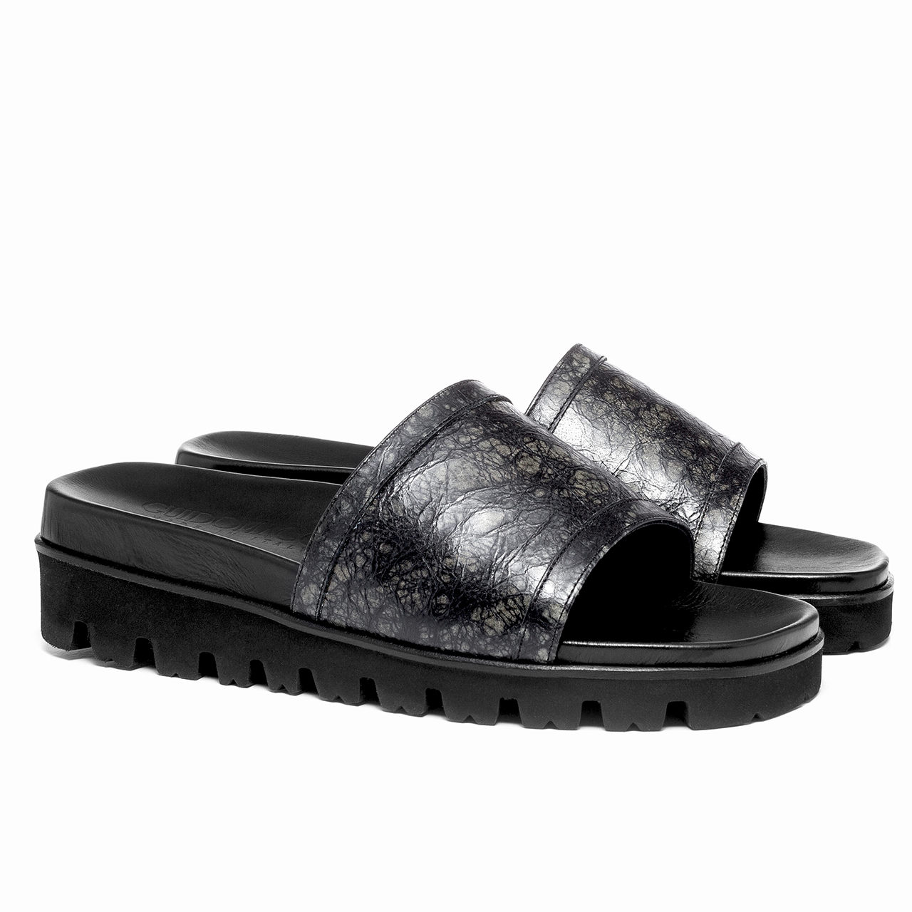 Forte dei Marmi - Sandali con rialzo interno da uomo in Pelle Pieno Fiore Fino a 6 cm più alto