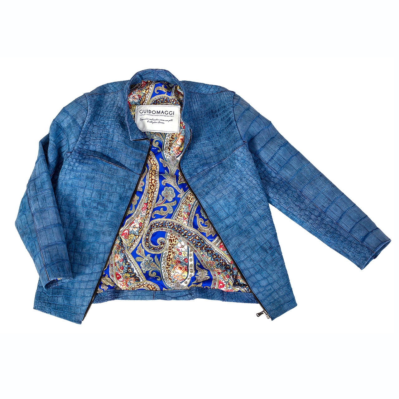 Boss - Veste de motard en cuir d'alligator